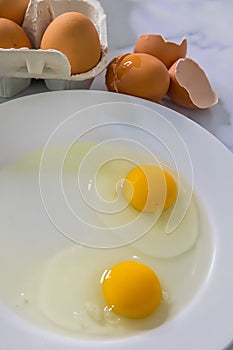 Raw Eggs. Isolated.Focus in the centre.