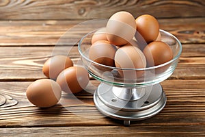 Raw Eggs on Kitchen Scale Cooking Prep Close-Up