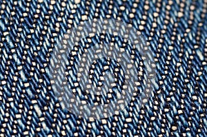 Raw faded Japanese denim macro view