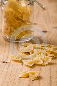 Raw farfalle bow-tie pasta