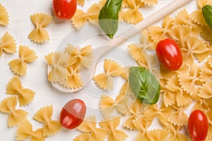 Raw farfalle bow-tie pasta