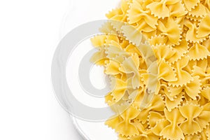 Raw farfalle isolated