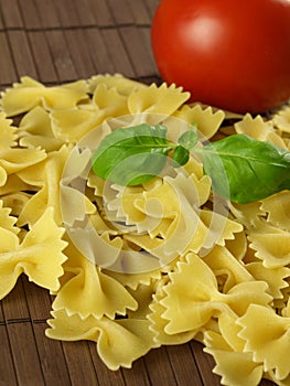 Raw farfalle pasta