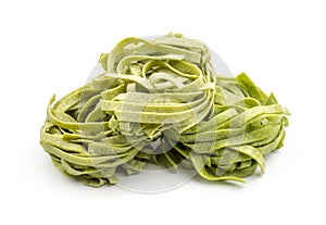 Raw Fettuccine paste isolated on white