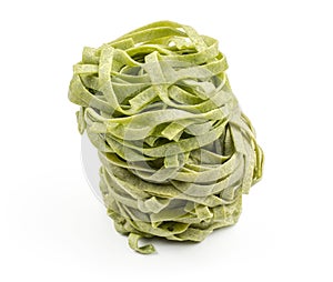 Raw Fettuccine paste isolated on white
