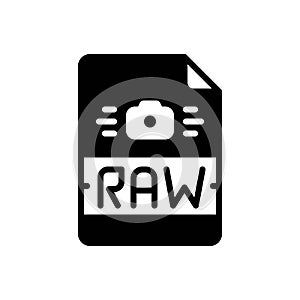 Black solid icon for Raw File, data and format