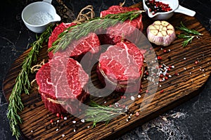 Raw fillet Mignon beef steaks
