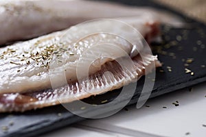 Raw filleted common sole photo