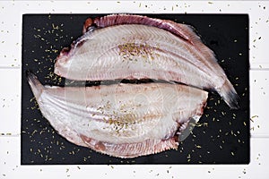 Raw filleted common sole photo