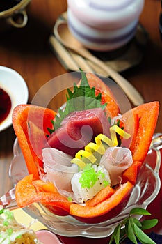 Raw fish luxury japanese food