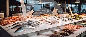Raw fish market, wet market or fresh seafood