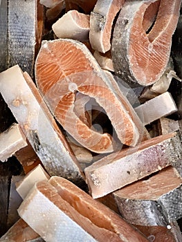 Raw Fish Slises Chopped and Refrigerated