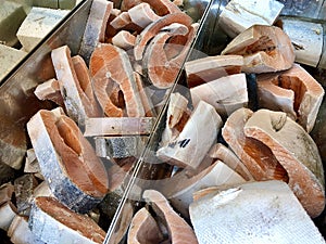 Raw Fish Slises Chopped and Refrigerated