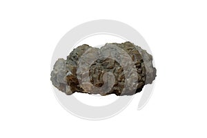 Raw fluorite mineral rock isolated on white background. fluorspar is the mineral form of calcium fluoride.