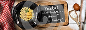 Raw food called Penne - Traditional Italian Pasta