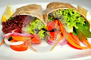 Raw food recipe with fresh vegetables