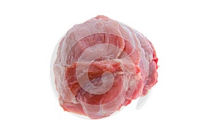 Raw fresh beef bottom round rump roast isolated on white