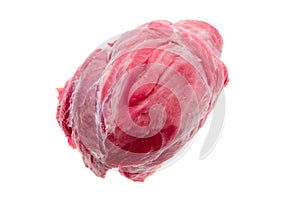 Raw fresh beef bottom round rump roast isolated on white