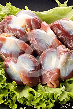 Raw fresh chicken gizzard