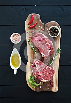 Raw fresh meat Ribeye steak entrecote and