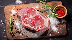 Raw fresh meat Ribeye steak entrecote of Black Angus Prime meat