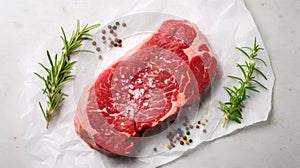 Raw fresh meat Ribeye steak entrecote of Black Angus Prime meat