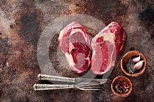 Raw fresh meat Ribeye Steak heart shape