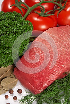 Raw fresh meat with tomato