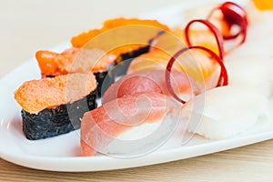 Raw and fresh nigiri sushi