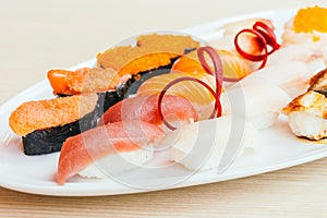 Raw and fresh nigiri sushi