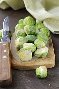 Raw fresh organic brussels sprouts