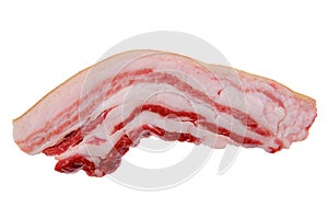 Raw fresh pork belly slice isolated on white