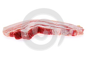 Raw fresh pork belly slice on white background