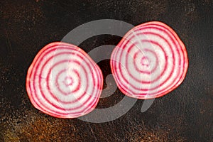 Raw fresh red striped chioggia beet root