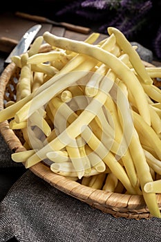Raw fresh yellow beans
