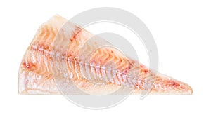 raw frozen fillet of cod fish isolated on white