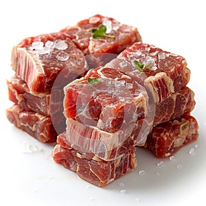 Raw Frozen Pork Hocks Isolated on White Background. Generative ai photo