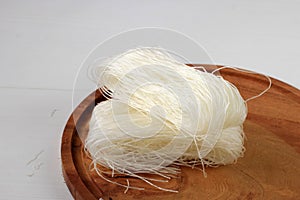 Raw Glass Rice noodles, Raw Vermicelli Noodles in Kitchen Ready to Cook