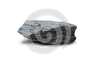 Raw gneiss rock isolated on white background.