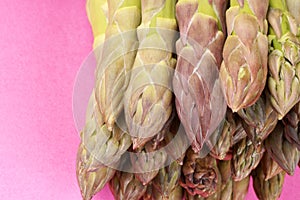 Raw green asparagus close-up