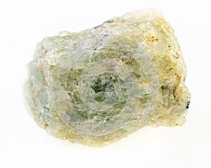 raw green beryl (chrysoberyl) stone on white