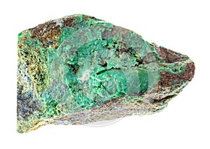 raw green Garnierite (nickel ore) stone on white