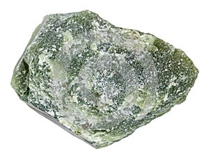 raw green nephrite mineral isolated on white