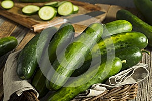 Raw Green Organic Cucumbers photo