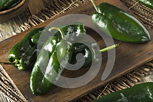 Raw Green Organic Poblano Peppers
