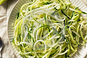 Raw Green Organic Zucchini Noodles Zoodles