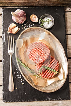 Raw Ground beef meat Burger steak cutlets