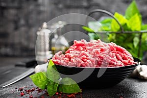 Raw ground beef meat. Fresh minced meat