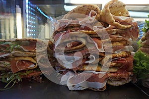Raw ham Italian Panini in florence bar photo