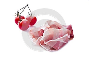 Raw ham leg sliced